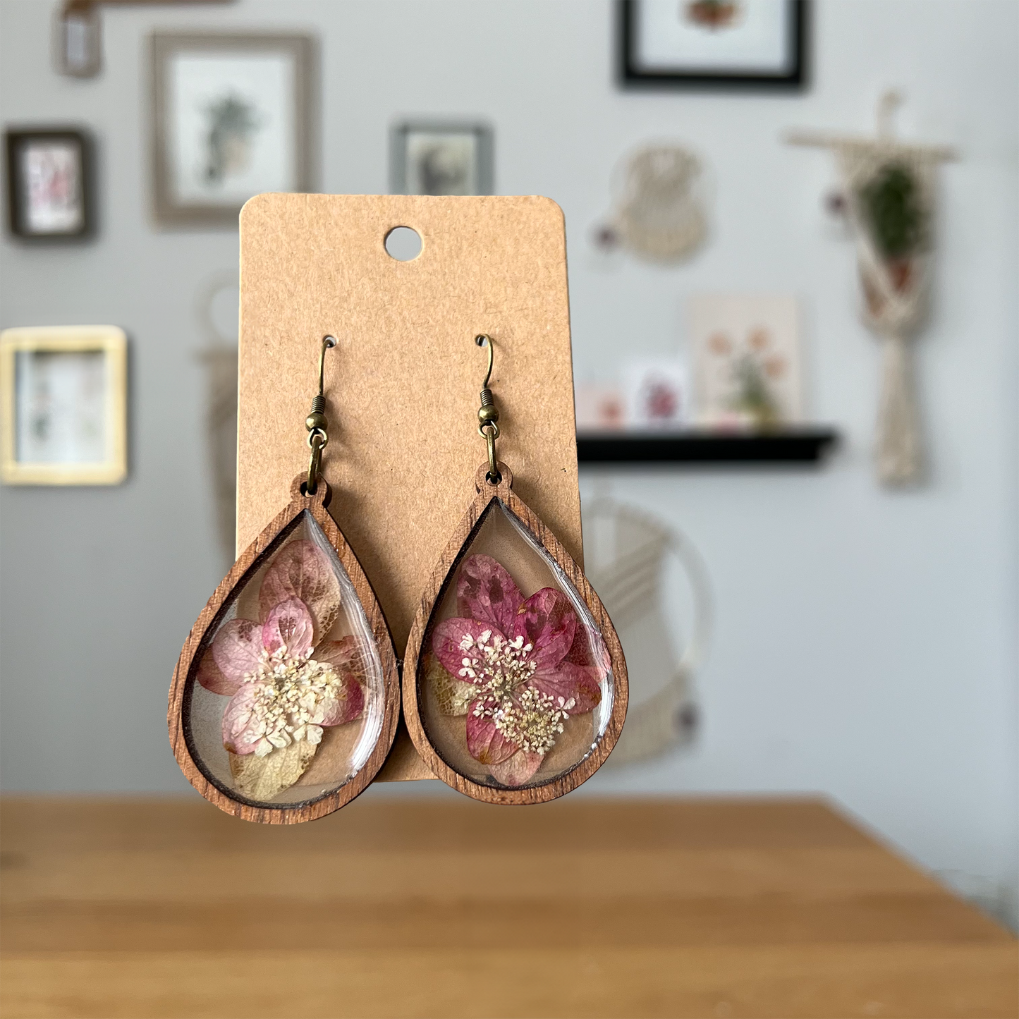 Hydrangea + Walnut Earrings | Refined Wood Co.