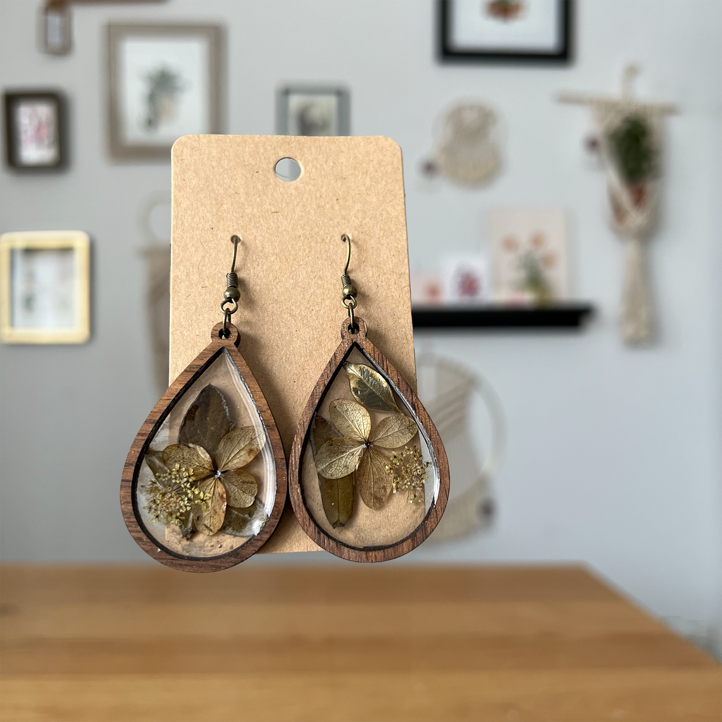 Hydrangea + Walnut Earrings | Refined Wood Co.